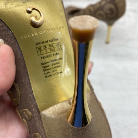 House of Dereon- Taupe Leather Open Toe Heel 7 - Picture 9 of 12